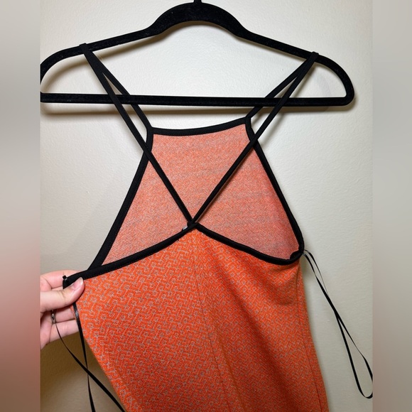 NWOT ZARA Orange Jacquard Knit Midi Bodycon Halter Dress size XS/S - Picture 4 of 5
